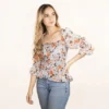 Blusa Azul Claro Cosmos, Con Detalle De Flores -Feminora Moda Tienda De Ventas cosmos 9212 4600791 1 product