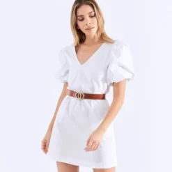 Vestido Corto Para Mujer Con Volumen En Manga Derek