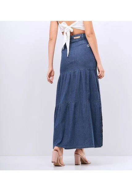 Falda Larga Para Mujer En Indigo Derek 4 Falda Larga Para Mujer En Indigo Derek - Imagen 2