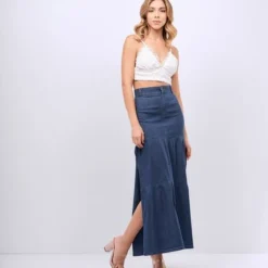 Falda Larga Para Mujer En Indigo Derek 9 Falda Larga Para Mujer En Indigo Derek -Feminora Moda Tienda De Ventas derek 7947 8549622 4 product