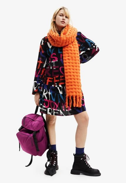 Vestido Negro-Multicolor Desigual Femenino 5 Vestido Negro-Multicolor Desigual Femenino - Imagen 3