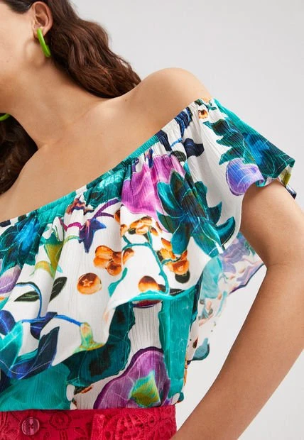 Blusa Blanco Multicolor Desigual 6 Blusa Blanco Multicolor Desigual - Imagen 4