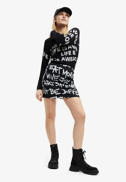 Falda Negro-Blanco Desigual 5 Falda Negro-Blanco Desigual - Imagen 3