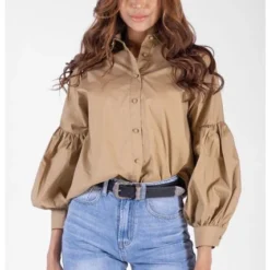 Blusa Manga Globo Cafe Para Mujer