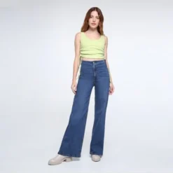 Jean Mujer Facol Wide-Leg Azul Algodón
