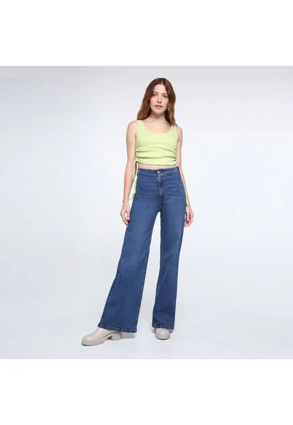 Jean Mujer Facol Wide-Leg Azul Algodón 3 Jean Mujer Facol Wide-Leg Azul Algodón