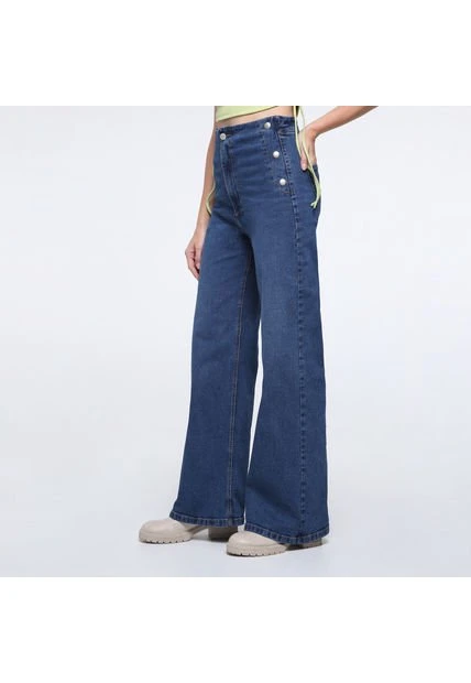 Jean Mujer Facol Wide-Leg Azul Algodón 4 Jean Mujer Facol Wide-Leg Azul Algodón - Imagen 2