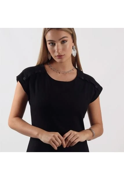 Vestido Cuello Redondo Manga Corta 4 Vestido Cuello Redondo Manga Corta - Imagen 2