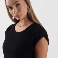 Vestido Cuello Redondo Manga Corta 9 Vestido Cuello Redondo Manga Corta -Feminora Moda Tienda De Ventas fds 7271 7424032 3 product