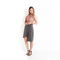 Falda Midi Con Detalle Frontal