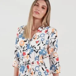 Vestido Cuello Camisero 3cuartos -Feminora Moda Tienda De Ventas fds 8349 4231922 2 product