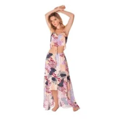 Falda Angelica Larga Para Mujer Beige Fiory F084