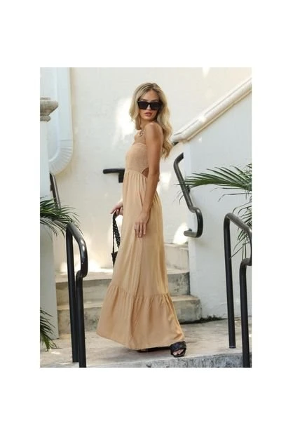 Vestido Largo Para Mujer Café Fiory 3119 7 Vestido Largo Para Mujer Café Fiory 3119 - Imagen 5