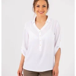 Blusa Para Mujer Manga 3/4 Blanco Marca LYH