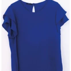 Blusa Para Mujer Manga Corta Azul Rey Marca L&H