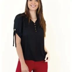 Blusa Para Mujer Manga Corta Negro Marca L&H