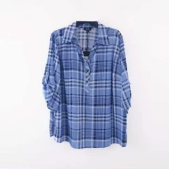 Blusa Para Mujer. Manga 3/4 Azul Marca L&H