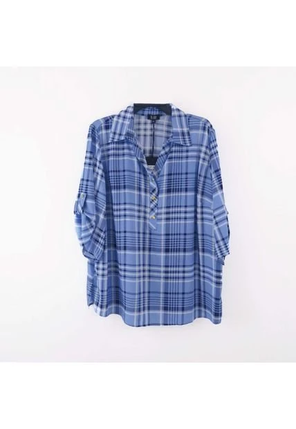 Blusa Para Mujer. Manga 3/4 Azul Marca L&H 3 Blusa Para Mujer. Manga 3/4 Azul Marca L&H