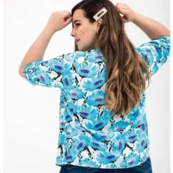 Blusa Para Mujer. Manga Corta Azul Marca L&H -Feminora Moda Tienda De Ventas l h 8120 6619812 3 product
