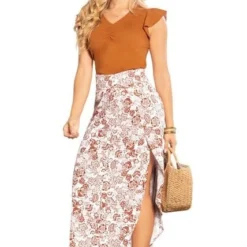 FALDA LARGA ADULTO ESTAMPADO FLORES LADRILLO MP 83155 -Feminora Moda Tienda De Ventas marketing personal 3889 0152212 2 product