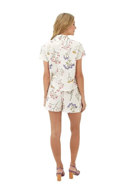 Short Estampado Floral Beige Para Mujer Cloe Mercedes Campuzano 7 Short Estampado Floral Beige Para Mujer Cloe Mercedes Campuzano - Imagen 5