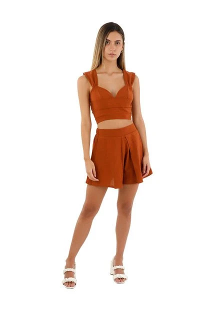 Short Terracota Para Mujer Cloe Mercedes Campuzano 6 Short Terracota Para Mujer Cloe Mercedes Campuzano - Imagen 4