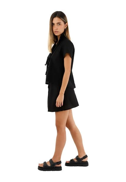 Short Negro Para Mujer Cloe Mercedes Campuzano 7 Short Negro Para Mujer Cloe Mercedes Campuzano - Imagen 5