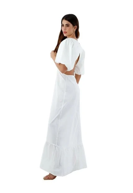 Vestido Largo Marfil Para Mujer Greta Mercedes Campuzano 5 Vestido Largo Marfil Para Mujer Greta Mercedes Campuzano - Imagen 3