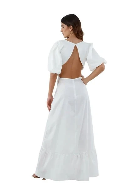 Vestido Largo Marfil Para Mujer Greta Mercedes Campuzano 6 Vestido Largo Marfil Para Mujer Greta Mercedes Campuzano - Imagen 4