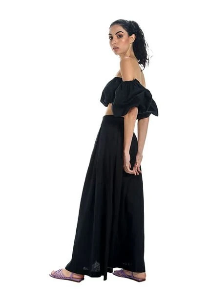 Falda Larga Negra Para Mujer Aster Mercedes Campuzano 5 Falda Larga Negra Para Mujer Aster Mercedes Campuzano - Imagen 3