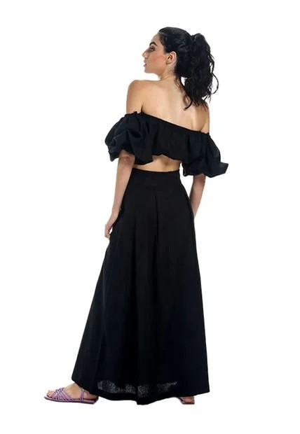 Falda Larga Negra Para Mujer Aster Mercedes Campuzano 6 Falda Larga Negra Para Mujer Aster Mercedes Campuzano - Imagen 4