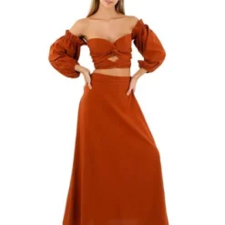 Falda Larga Terracota Para Mujer Kai Mercedes Campuzano -Feminora Moda Tienda De Ventas mercedes campuzano 2325 1585722 4 product