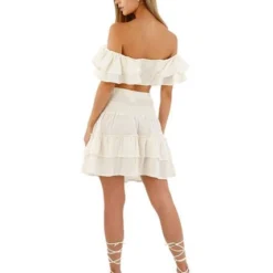 Falda Corta Marfil Para Mujer Fiore Mercedes Campuzano -Feminora Moda Tienda De Ventas mercedes campuzano 4172 3485722 5 product