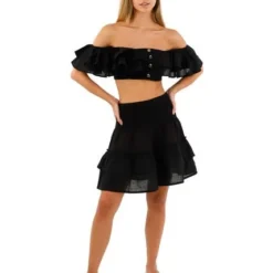 Falda Corta Negro Para Mujer Fiore Mercedes Campuzano