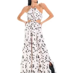 Vestido Largo Estampado Beige Para Mujer Dalia Mercedes Campuzano -Feminora Moda Tienda De Ventas mercedes campuzano 4565 2845712 2 product