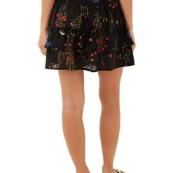 Falda Corta Estampado Floral Negro Para Mujer Fiore Mercedes Campuzano -Feminora Moda Tienda De Ventas mercedes campuzano 4785 9770922 4 product