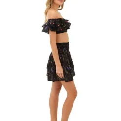 Falda Corta Estampado Floral Negro Para Mujer Fiore Mercedes Campuzano -Feminora Moda Tienda De Ventas mercedes campuzano 4787 9770922 5 product