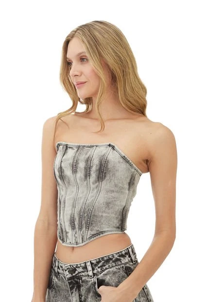 Top Corse Negro Para Mujer Dream Mercedes Campuzano 4 Top Corse Negro Para Mujer Dream Mercedes Campuzano - Imagen 2