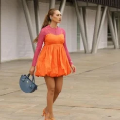 Vestido Corto Naranja Para Mujer Joan Mercedes Campuzano -Feminora Moda Tienda De Ventas mercedes campuzano 5508 5806712 5 product