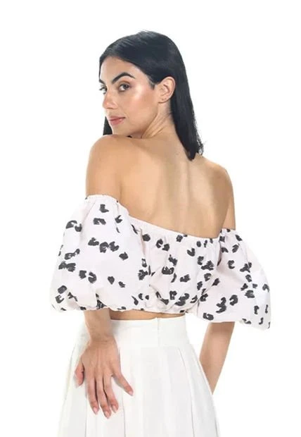 Top Estampado Beige Para Mujer Cardo Mercedes Campuzano 5 Top Estampado Beige Para Mujer Cardo Mercedes Campuzano - Imagen 3