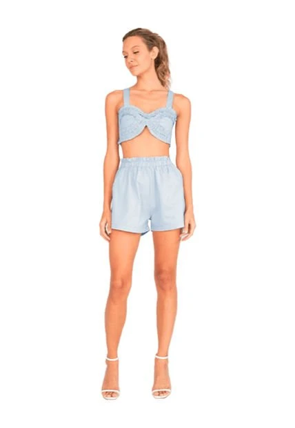 Short Azul Claro Para Mujer Haven Mercedes Campuzano 4 Short Azul Claro Para Mujer Haven Mercedes Campuzano - Imagen 2