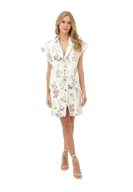 Vestido Corto Estampado Floral Beige Para Mujer Lotus Mercedes Campuzano 4 Vestido Corto Estampado Floral Beige Para Mujer Lotus Mercedes Campuzano - Imagen 2