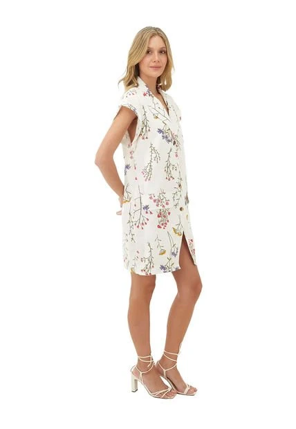 Vestido Corto Estampado Floral Beige Para Mujer Lotus Mercedes Campuzano 5 Vestido Corto Estampado Floral Beige Para Mujer Lotus Mercedes Campuzano - Imagen 3