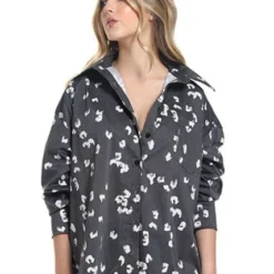 Camisa Manga Larga Estampado Negro Para Mujer Clavel Mercedes Campuzano