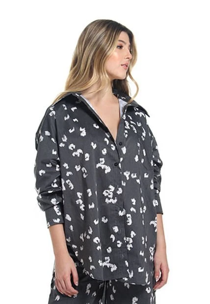 Camisa Manga Larga Estampado Negro Para Mujer Clavel Mercedes Campuzano 4 Camisa Manga Larga Estampado Negro Para Mujer Clavel Mercedes Campuzano - Imagen 2