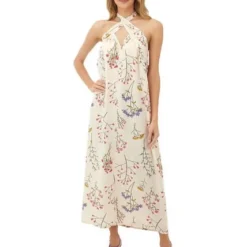 Vestido Largo Estampado Floral Beige Para Mujer Solei Mercedes Campuzano -Feminora Moda Tienda De Ventas mercedes campuzano 9449 1385722 2 product