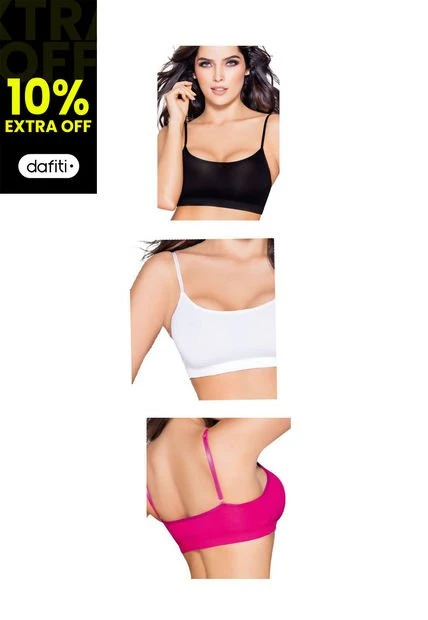 Top Paq X3 Adulto Para Mujer MP -Blanco/Negro/Fucsi 3 Top Paq X3 Adulto Para Mujer MP -Blanco/Negro/Fucsi