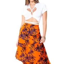 Falda Larga Mujer Naranja-Morado Mp 34475