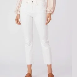 Jeans Paige Mujer Cindy W/ Double Back Belt Loops + Raw Hem - Tonal Ecru.