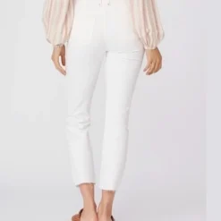 Jeans Paige Mujer Cindy W/ Double Back Belt Loops + Raw Hem - Tonal Ecru. -Feminora Moda Tienda De Ventas paige 9429 1270612 3 product